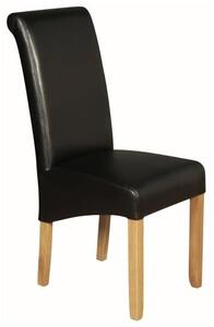 Seguin Faux Leather Dining Chair In Black With Oak Legs