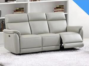 Canton Electric Recliner Leather 3 Seater Sofa In Light Grey