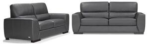 Natick Leather 3+2 Seater Sofa In Anthracite