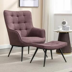 Keene Fabric Accent Chair With Stool In Mulberry