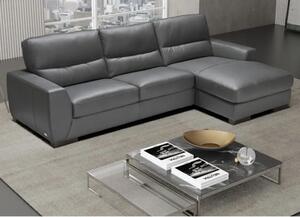 Natick Leather Corner Chaise Sofa Right Handed In Anthracite