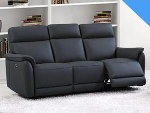 Canton Electric Recliner Leather 3 Seater Sofa In Navy