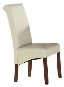 Seguin Faux Leather Dining Chair In Cream With Acacia Legs