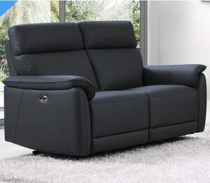 Canton Electric Recliner Leather 2 Seater Sofa In Navy