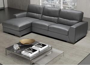 Natick Leather Corner Chaise Sofa Left Handed In Anthracite