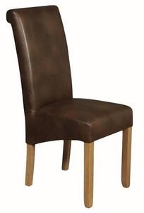 Seguin Faux Leather Dining Chair In Tan With Oak Legs