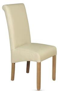 Seguin Faux Leather Dining Chair In Cream With Oak Legs