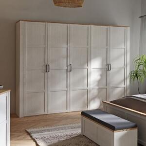 Bogota Wooden Wardrobe With 5 Doors In Riviera Oak And White