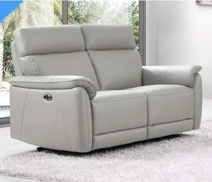 Canton Electric Recliner Leather 2 Seater Sofa In Light Grey