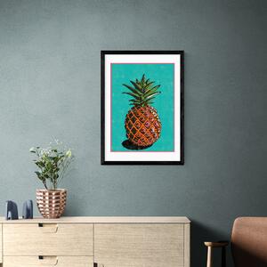 East End Prints Pineapple Print by Rocket 68 Print by Jil White Blue