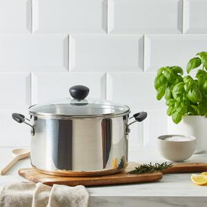 Dunelm Stainless Steel 6.2 Litre Stock Pot Silver and Black