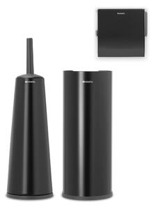 Brabantia Matt Black Set of 3 Toilet Accessories Black
