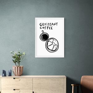 East End Prints Croissant Coffee Print by SimplyExtraJordanary Black and white