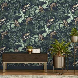 Jungle Luxe Navy Wallpaper