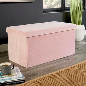 Linen Fabric Pink Foldable Storage Box