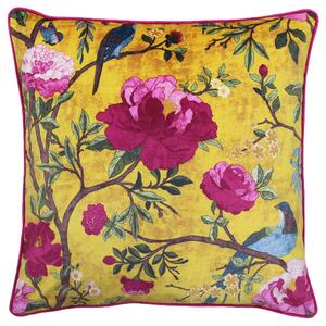 Paoletti Chinoiserie Gold Floral Cushion Gold