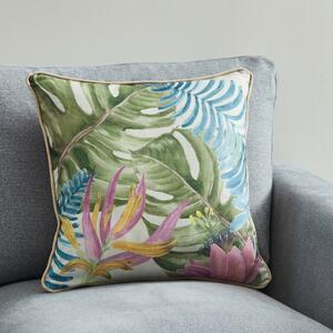 Jungle Floral Cushion Green, Blue and Yellow
