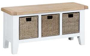 Terranostra Oak Large Hall Bench - Old White