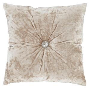 Natural Crushed Velvet Cushion Beige