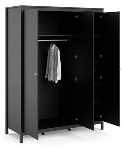 Madrid Matt Black 3 Doors Wardrobe
