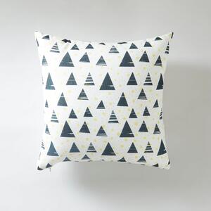 Dottie and Triangle Cushion Blue, Yellow and White