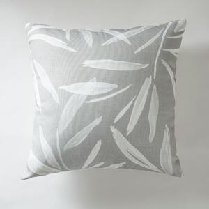 Painterly Leaves Cushion Grey and White
