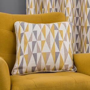 Triangle Chenille Jacquard Ochre Cushion Yellow, Grey and White