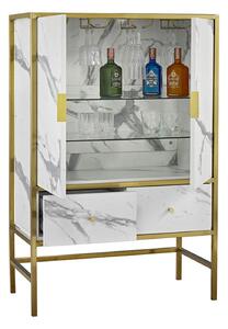 Monaco White Faux Marble Drinks Cabinet