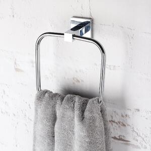 Square Wall Mounted Towel Ring Chrome