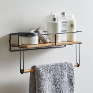 Compact Living Natural Towel Rail Shelf Brown