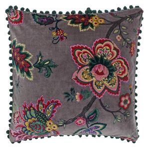 Paoletti Palampur Floral Velvet Cushion Mink