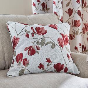 Ellis Floral Jacquard Red Cushion Red