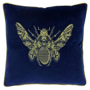 Paoletti Cerana Blue Bee Velvet Cushion Blue