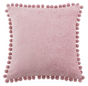 Chenille Square PomPom Cushion Pink