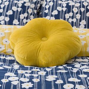 Flower Velvet Cushion Yellow