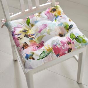 Sophia Floral Seat Pad White, Pink and Green