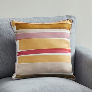 Modern Leaves Stripe Cushion White, Pink and Yellow