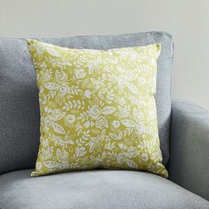 Blooms Ochre Repeat Cushion Yellow and White
