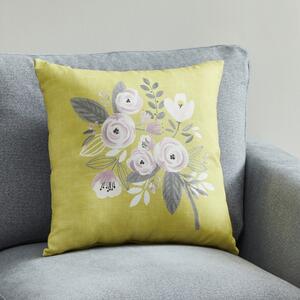Blooms Ochre Placement Cushion Yellow, Grey and White