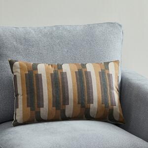 Bauhaus Style Oval Print Cushion Purple, Yellow and Brown