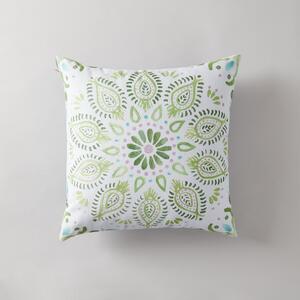Azami Green Placement Cushion Green, Blue and White