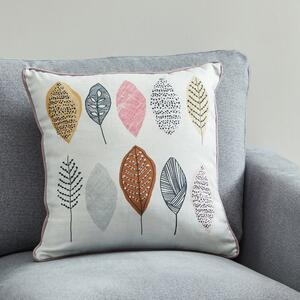 Modern Leaves Scandi Cushion White, Pink and Yellow