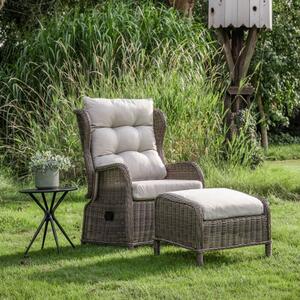 Stapleton Reclining Chair and Footstool Set - Natural