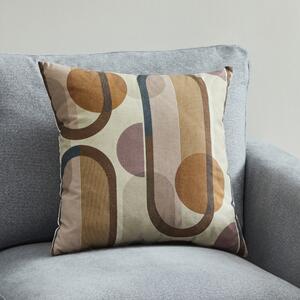 Bauhaus Style Abstract Cushion Blue, Purple and Brown