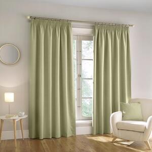 Harvard Blackout Ready Made Pencil Pleat Curtains Green