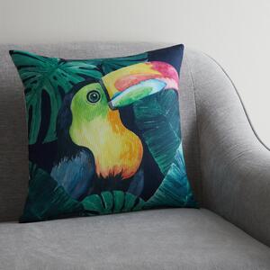 Toucan Jungle Print Cushion Green/Pink/Yellow