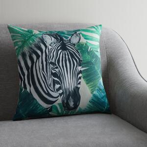 Zebra Jungle Print Cushion Green/Black/White