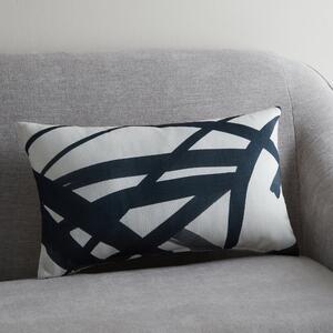 Brushbroke Modern Print Cushion White/Blue