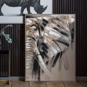Wondering 120cm x 90cm Elephant Abstract Framed Canvas