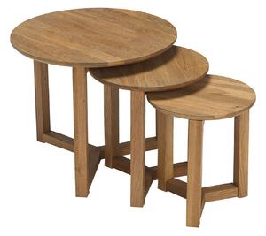 Stow Solid Oak Round Nest Of 3 Tables